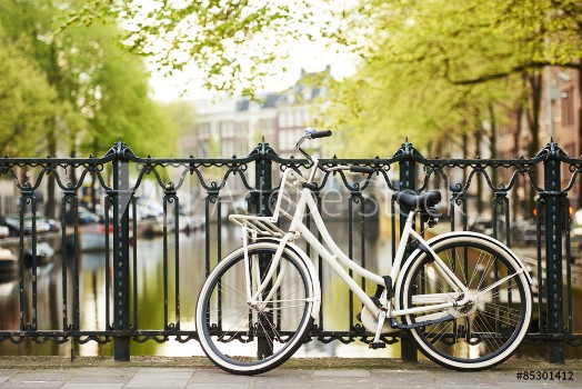 Picture of bike on amsterdam street in city